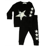 Little Mish Black Tie Dye Thermal Shirt and Pants Set