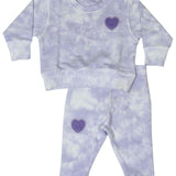 Little Mish Heart Tie Dye French Terry Shirt and Pants Set