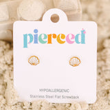 Pierced White Seashell Post Earrings
