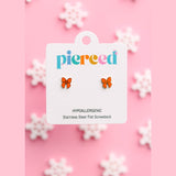Pierced Red Bow Post Earrings