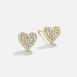 BAUBLEBAR Clear/Gold Whole Lotta Heart 14K Gold Kids' Earrings - Pavé
