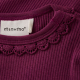 Minymo L/S Rib T-Shirt and AOP Pant - Raspberry Coulis + Mini-Flower Pant