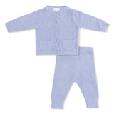 Angel Dear Chenille Button Down Cardigan Set -  Dusty Blue