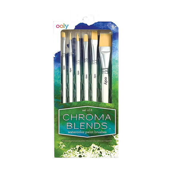 OOLY Chroma Blends Watercolor Paint Brushes - Set of 6