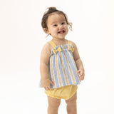 Angel Dear Odalys Floral Stripe - Top With Bows And Ruffle Leg Bloomer