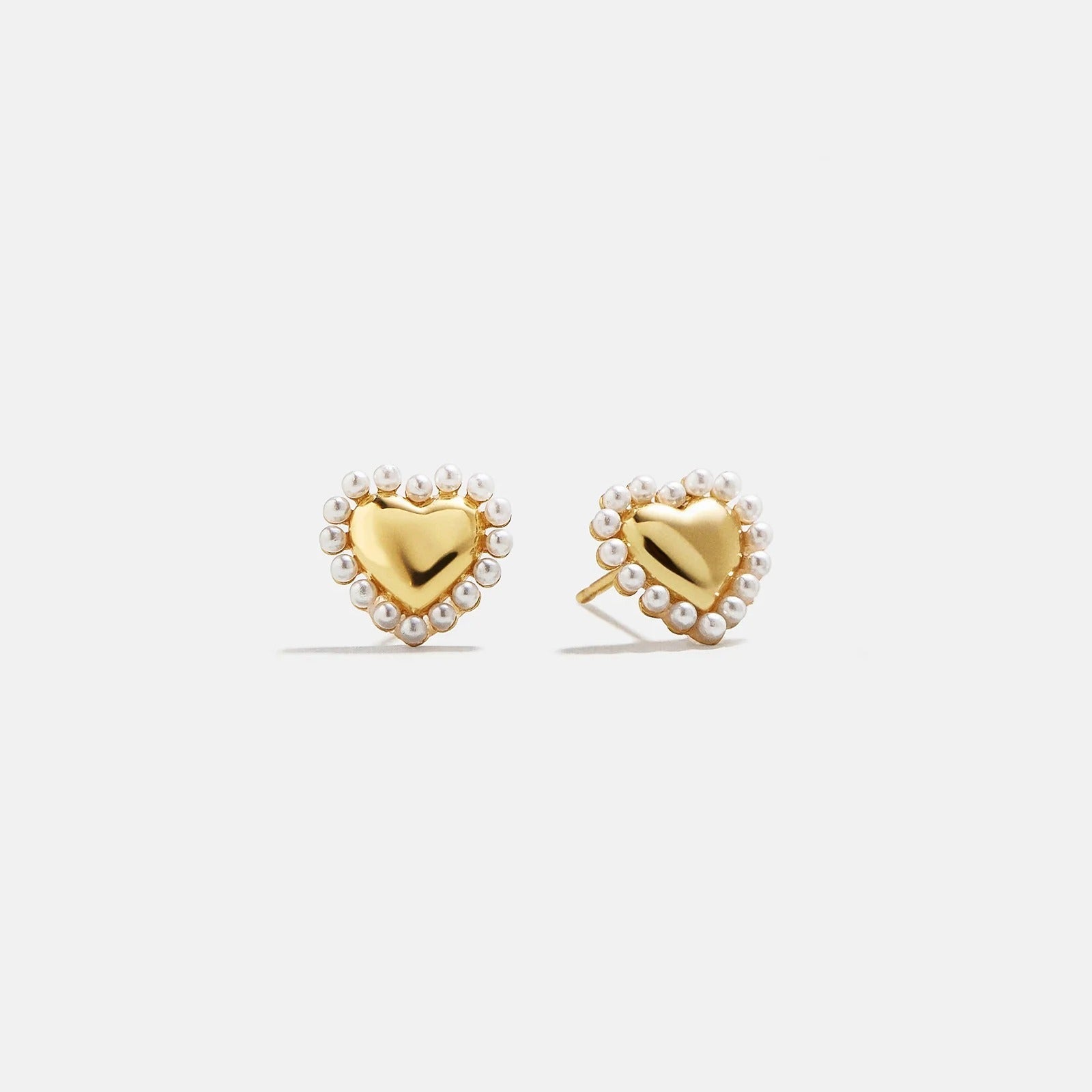 BAUBLEBAR Pearl/Gold Pearl-Kissed 18K Gold Kids Heart Earrings