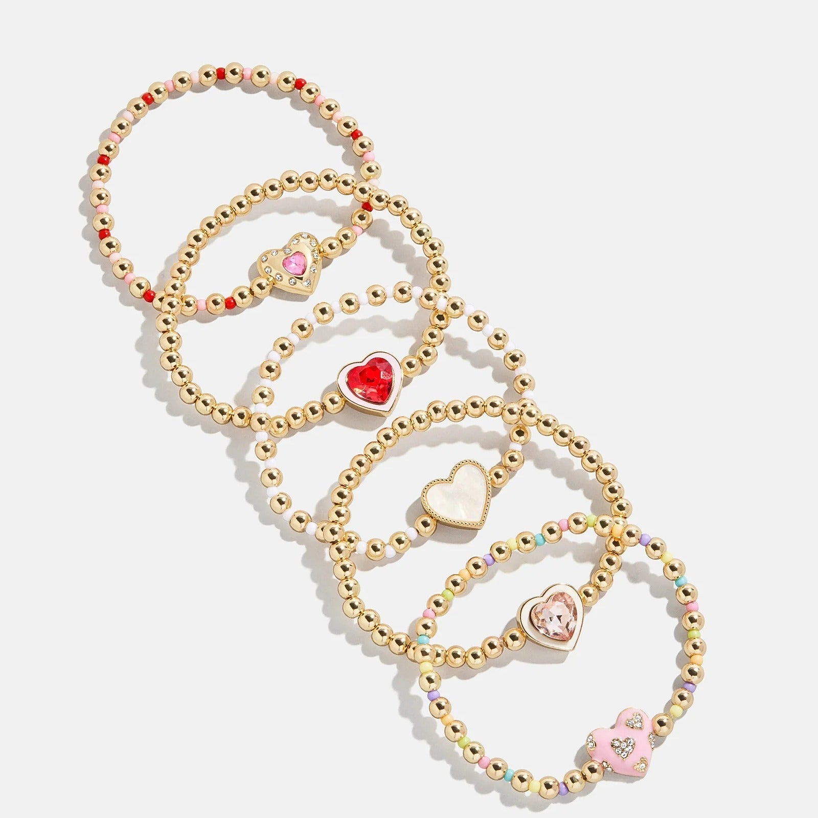 BAUBLEBAR Blush/Gold-Set Love Stack Kids Heart Bracelet Set