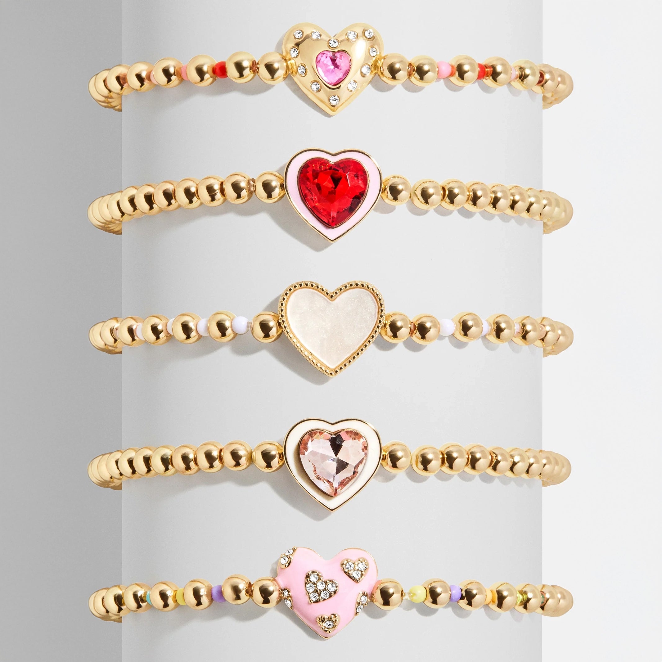 BAUBLEBAR Blush/Gold-Set Love Stack Kids Heart Bracelet Set