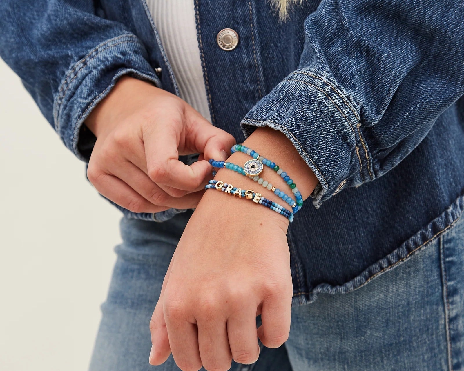 BAUBLEBAR Blue/Green-Set Bead Party Kids Bracelet Set - Evil Eye