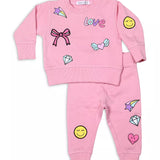 Little Mish Pink Doodles French Terry Patch Set