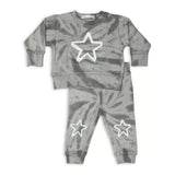 Little Mish Boys' Tie Dye Star French Terry Top & Pants Set - Grey