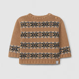 Snug Jacquard Knitted Sweater - Beige/Brown