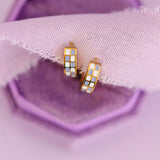 Pierced Periwinkle Checkered Huggies
