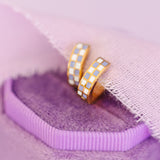 Pierced Periwinkle Checkered Huggies