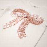 Oh Baby! Velvet Ruffle Bow Pink LS Ruffle Bottom 2pc Set (Cream)