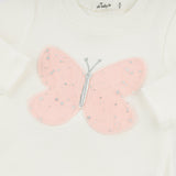 Oh Baby!  Pink and Silver Tulle Butterfly Applique Set (Cream)