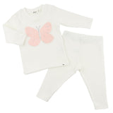 Oh Baby!  Pink and Silver Tulle Butterfly Applique Set (Cream)