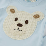 Oh Baby! Cable Polar Bear Applique Footie Set - Sky Blue