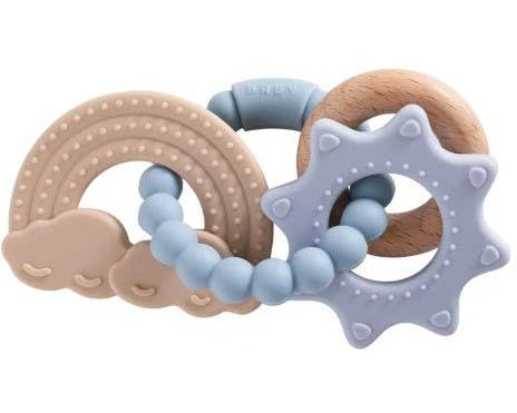 Three Hearts Catalina Rattle Teether Silicone and Beechwood