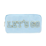 Varsity Collection Blue Cosmetic Bag Let's Go Sport Chenille