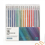 Grabie Capped Iridescent Glitter Gel Ink Pen Set of 18