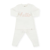 Oh Baby! &quot;hello&quot; 2 pc Set (Pale Pink on Cream)