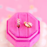 Pierced Hot Pink Checkered Huggies