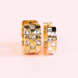 PIERCED CO - Chunky Diamond Checkered Huggies