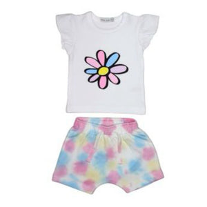 Little Mish Happy Smile Tie Dye Shorts set - Turq