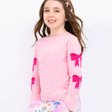 Preppy Goose Bows Applique Long Sleeve Top