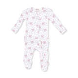 Angel Dear 2 Way Ruffle Back Zipper Footie - Bows + Hearts