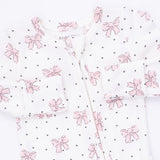 Angel Dear 2 Way Ruffle Back Zipper Footie - Bows + Hearts