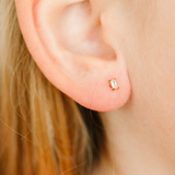 Pierced Tiny Baguette Stud Earrings