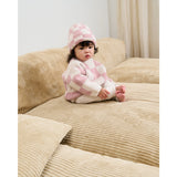 7AM Boxy Fuzzy Sweater Checkers - Ecru/Ash Rose