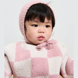 7AM Boxy Fuzzy Sweater Checkers - Ecru/Ash Rose