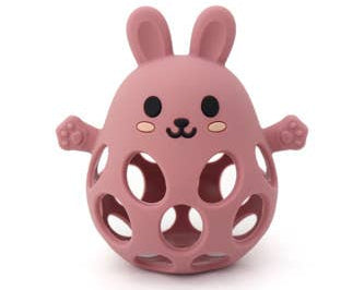 Three Hearts Silicone 3D Funny Bunny Teether