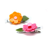 Lilies & Roses Peonies Satin Pink and Yellow Hair Clips