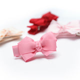 Lilies & Roses Baby Bows Fabric Pink Red Shades Hair Clips