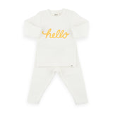 Oh Baby! &quot;hello&quot; 2 pc Set (Golden on Cream)
