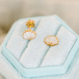 Pierced White Seashell Post Earrings