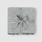 Barefoot Dreams CozyChic Stripe Scallop Receiving Blanket 30x30 -  FADED ROSE-CREAM (Copy)