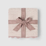 Barefoot Dreams CozyChic Stripe Scallop Receiving Blanket 30x30 -  FADED ROSE-CREAM