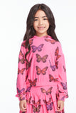 Chaser Cozy Knit Colorful Butterflies Hoodie