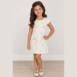 Flowers By Zoe Tweed Dress w Sequin Flowers - Ivory