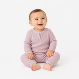 Paige Lauren Thermal Mineral Henley Long John Set - Lilac