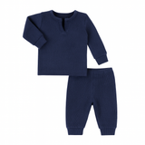 Paige Lauren Garment Dyed Thermal Henley L/S Tee & Legging Set - Navy
