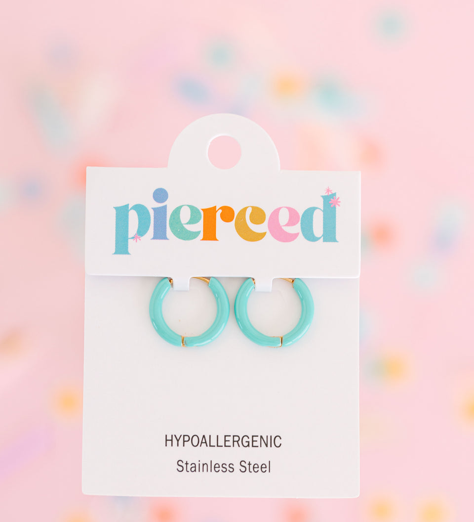 Pierced Colored Huggies Earrings