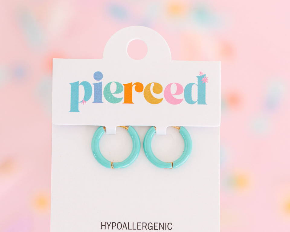 Pierced Colored Huggies Earrings
