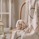 Elegant Baby Taupe Bunny Plush Wooden Ring Rattle