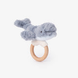 Elegant Baby Whale Plush Wooden Ring Rattle